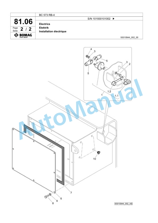 Bomag BC 573 RB-4 Sanitary Landfill Compactor Spare Parts Catalogue 00824747-2