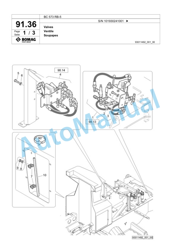 Bomag BC 573 RB-5 Sanitary Landfill Compactor Spare Parts Catalogue 00825299-3