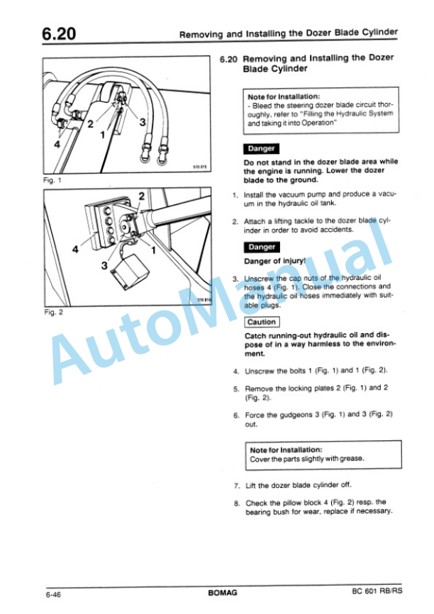 Bomag BC 601 RB, BC 601 RS Sanitary Landfill Compactor Repair Instructions 00819144-2