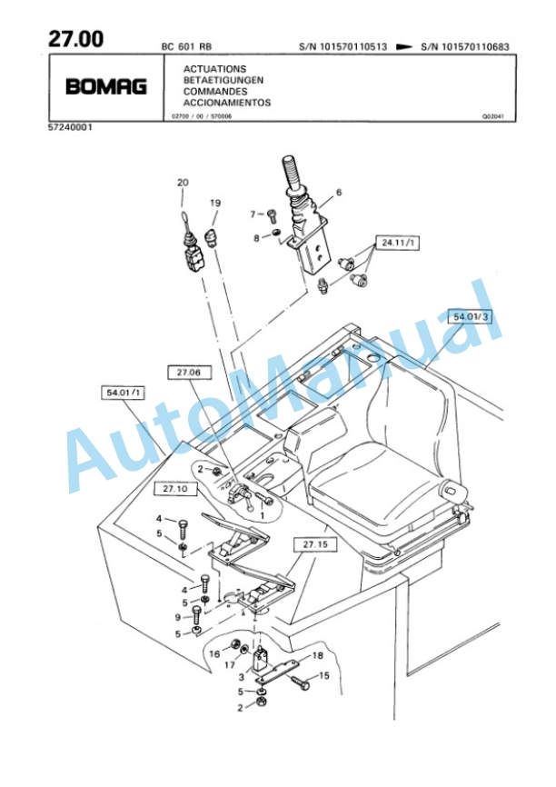 Bomag BC 601 RB Sanitary Landfill Compactor Spare Parts Catalogue 00816009-2