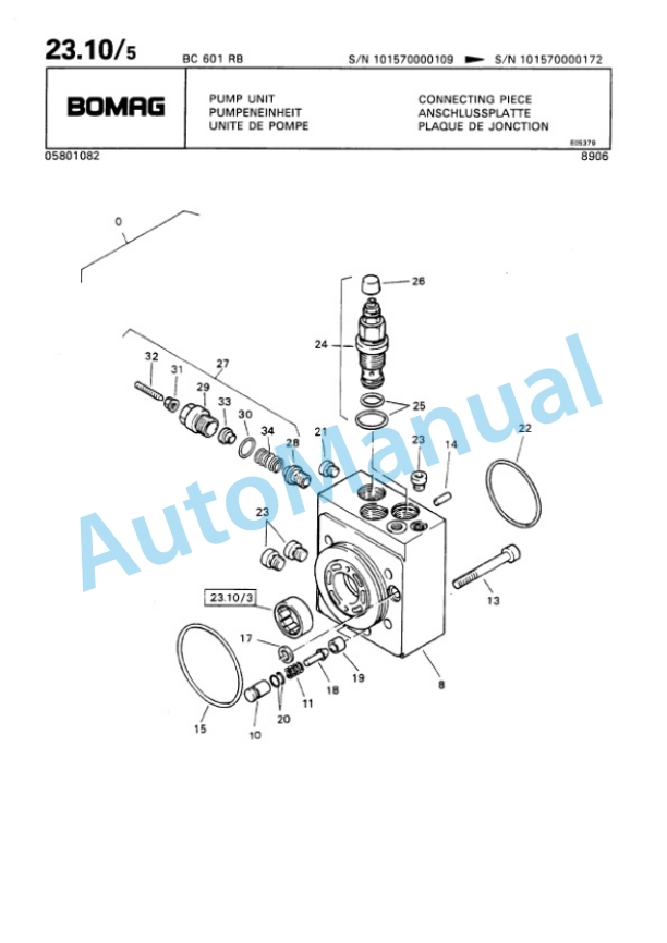 Bomag BC 601 RB Sanitary Landfill Compactor Spare Parts Catalogue 00816010-2