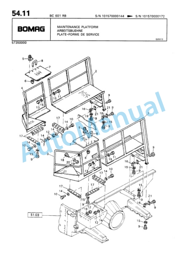 Bomag BC 601 RB Sanitary Landfill Compactor Spare Parts Catalogue 00816010-5
