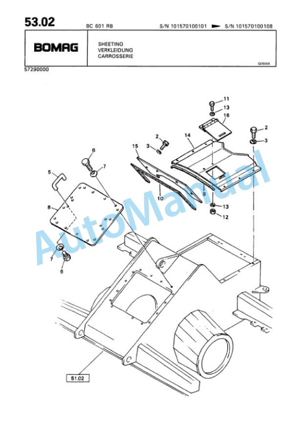 Bomag BC 601 RB Sanitary Landfill Compactor Spare Parts Catalogue 00816011-4