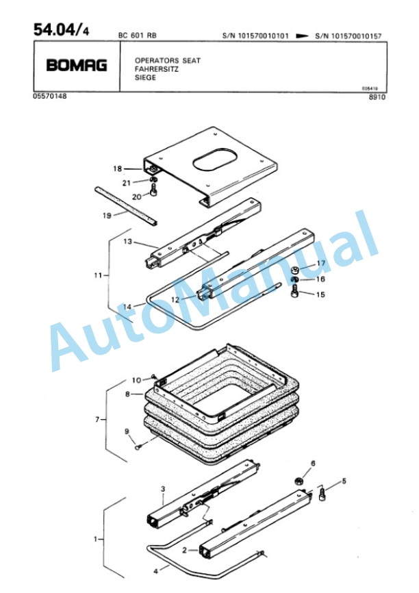 Bomag BC 601 RB Sanitary Landfill Compactor Spare Parts Catalogue 00816012-4