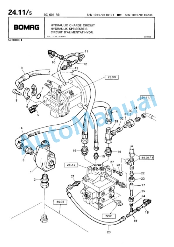 Bomag BC 601 RB Sanitary Landfill Compactor Spare Parts Catalogue 00816013-2
