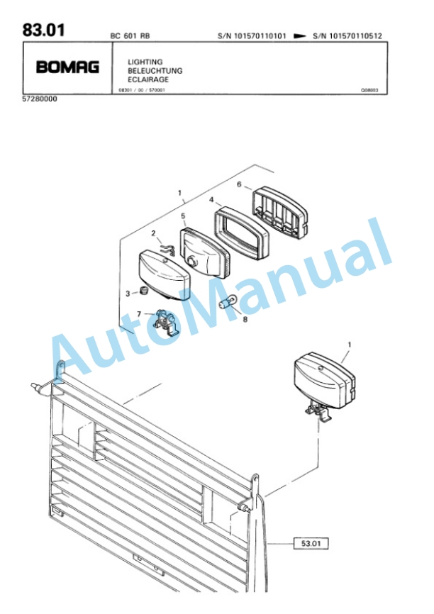 Bomag BC 601 RB Sanitary Landfill Compactor Spare Parts Catalogue 00816013-5
