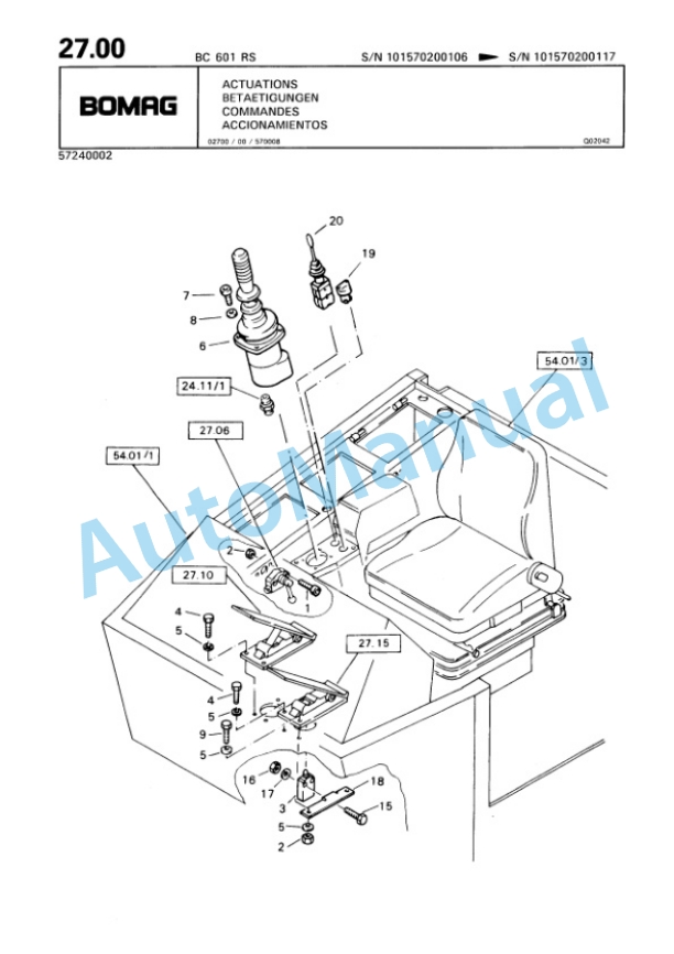 Bomag BC 601 RS Sanitary Landfill Compactor Spare Parts Catalogue 00816000-2