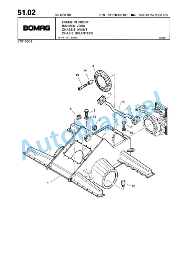 Bomag BC 670 RB Sanitary Landfill Compactor Spare Parts Catalogue 00816001-2