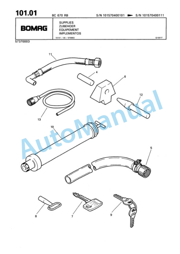 Bomag BC 670 RB Sanitary Landfill Compactor Spare Parts Catalogue 00816002-5