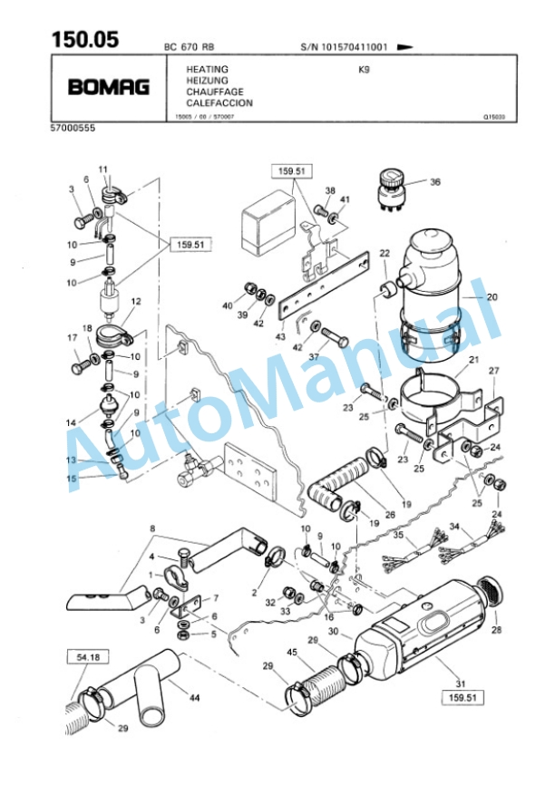 Bomag BC 670 RB Sanitary Landfill Compactor Spare Parts Catalogue 00816005-5