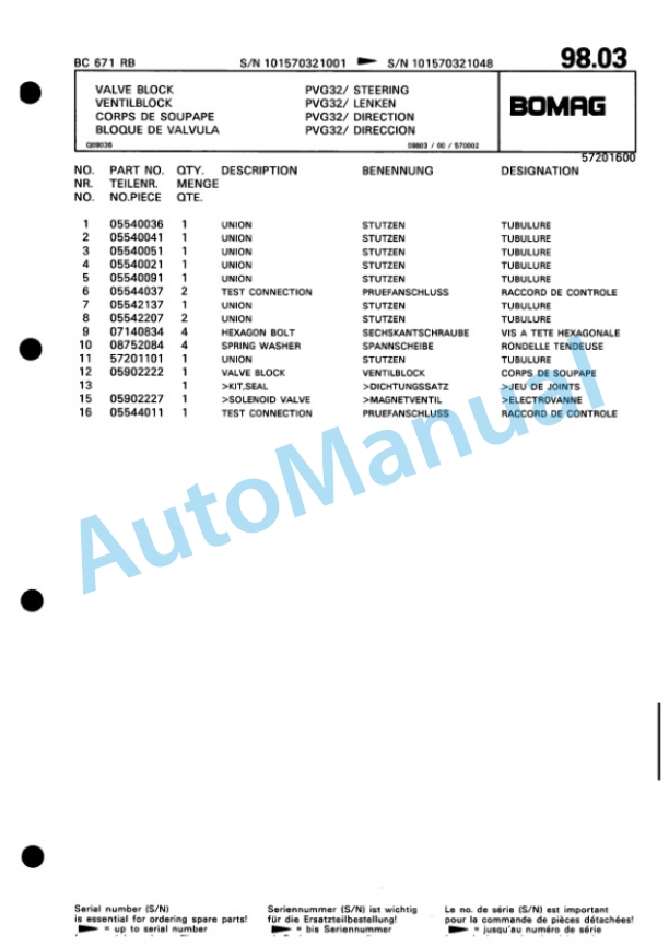 Bomag BC 671 RB Sanitary Landfill Compactor Spare Parts Catalogue 00816008-4