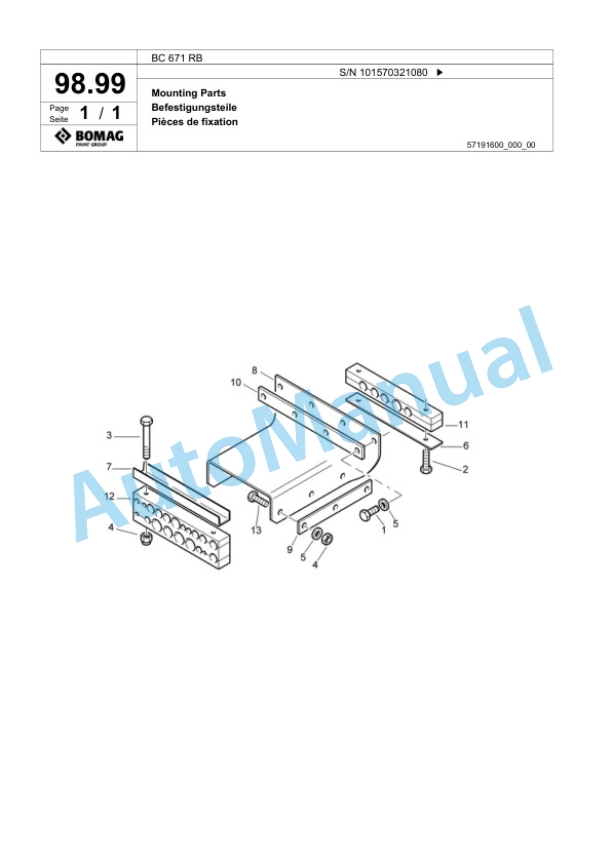 Bomag BC 671 RB Sanitary Landfill Compactor Spare Parts Catalogue 00817401-4
