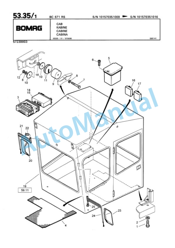 Bomag BC 671 RS Sanitary Landfill Compactor Spare Parts Catalogue 00816304-2