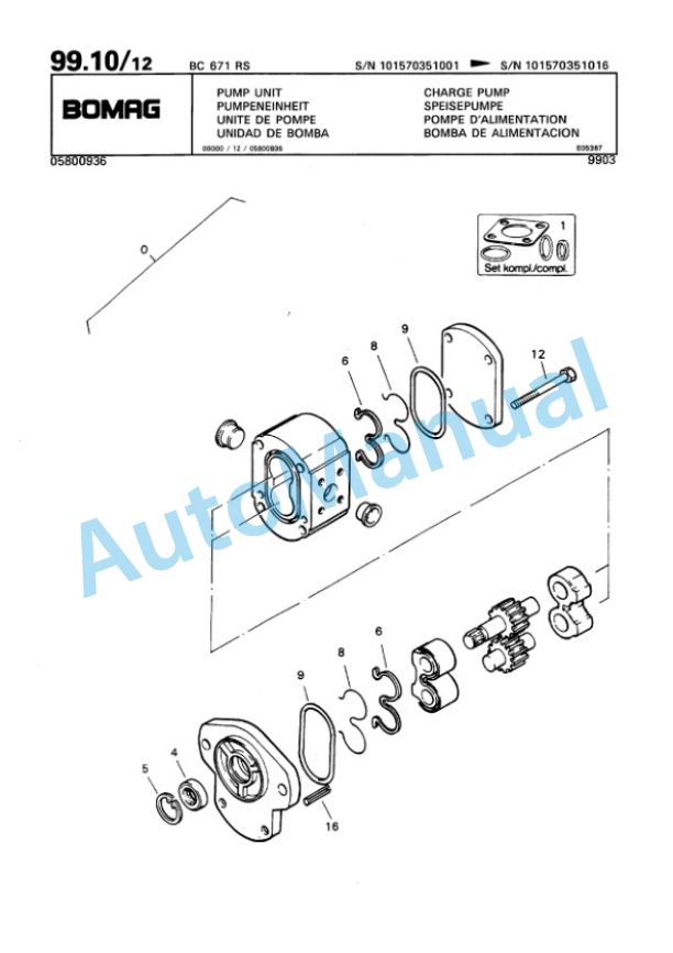 Bomag BC 671 RS Sanitary Landfill Compactor Spare Parts Catalogue 00816304-5
