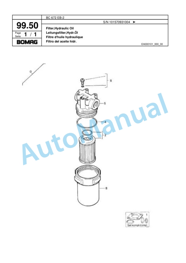 Bomag BC 672 EB-2 Soil Compacter Spare Parts Catalogue 00818189-5