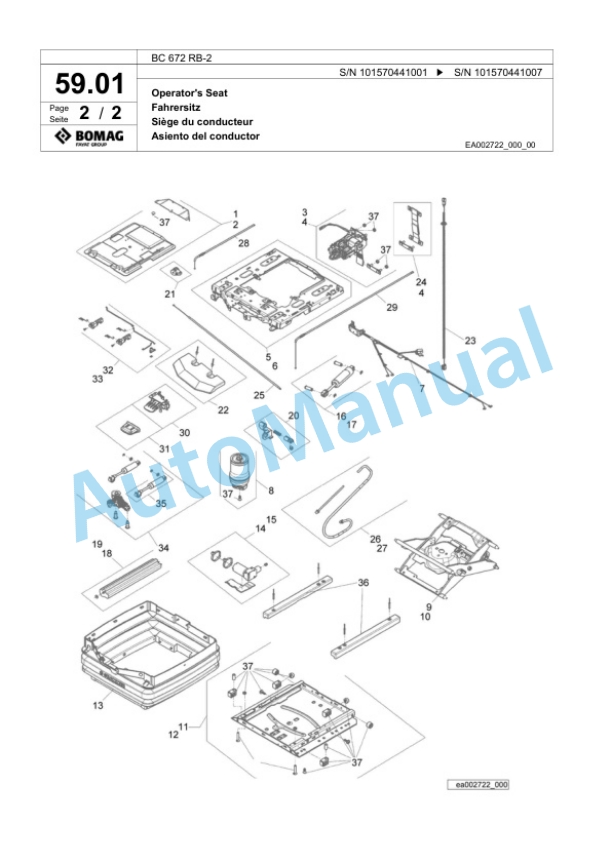 Bomag BC 672 RB-2 Sanitary Landfill Compactor Spare Parts Catalogue 00818931-2