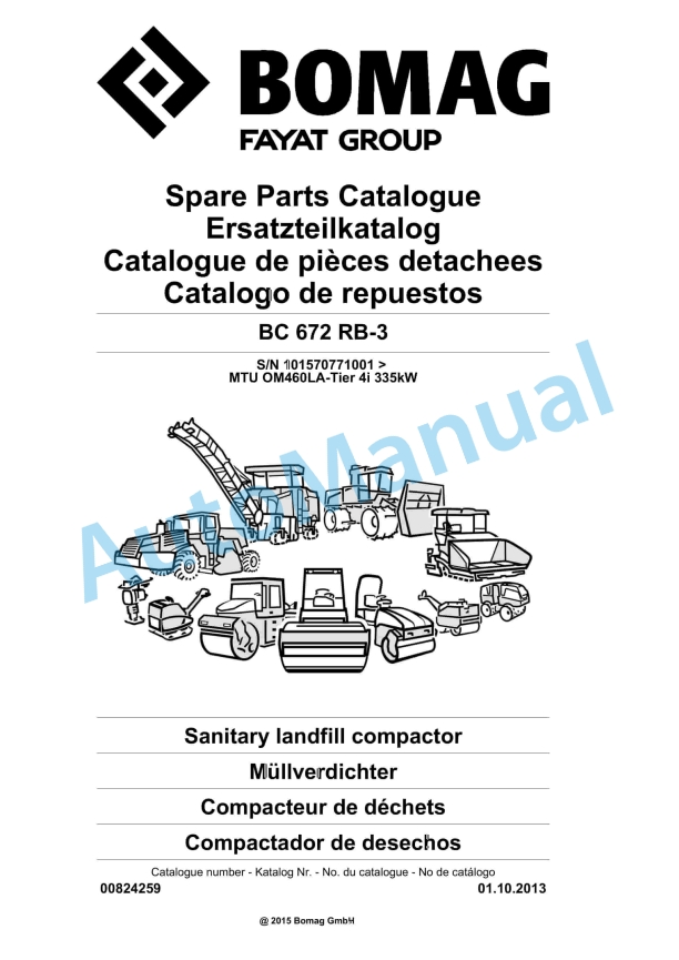 Bomag BC 672 RB-2 Sanitary Landfill Compactor Spare Parts Catalogue 00824259