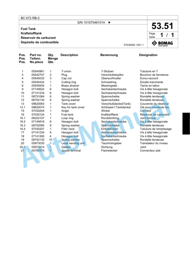 Bomag BC 672 RB-2 Sanitary Landfill Compactor Spare Parts Catalogue 00824641-2
