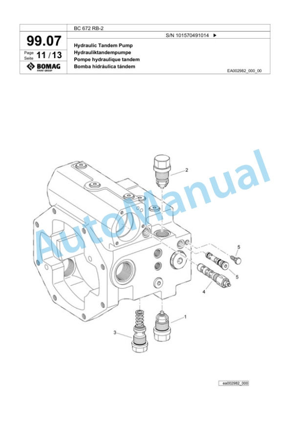 Bomag BC 672 RB-2 Sanitary Landfill Compactor Spare Parts Catalogue 00824641-3
