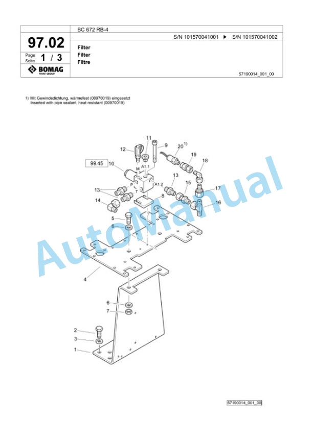 Bomag BC 672 RB-4 Sanitary Landfill Compactor Spare Parts Catalogue 00824531-3