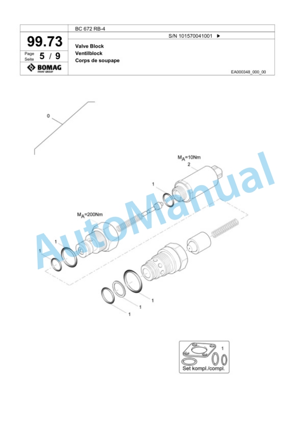 Bomag BC 672 RB-4 Sanitary Landfill Compactor Spare Parts Catalogue 00824531-4