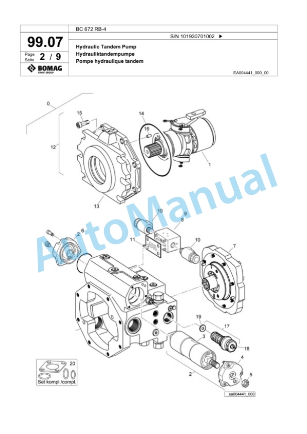 Bomag BC 672 RB-4 Sanitary Landfill Compactor Spare Parts Catalogue 00825763-3