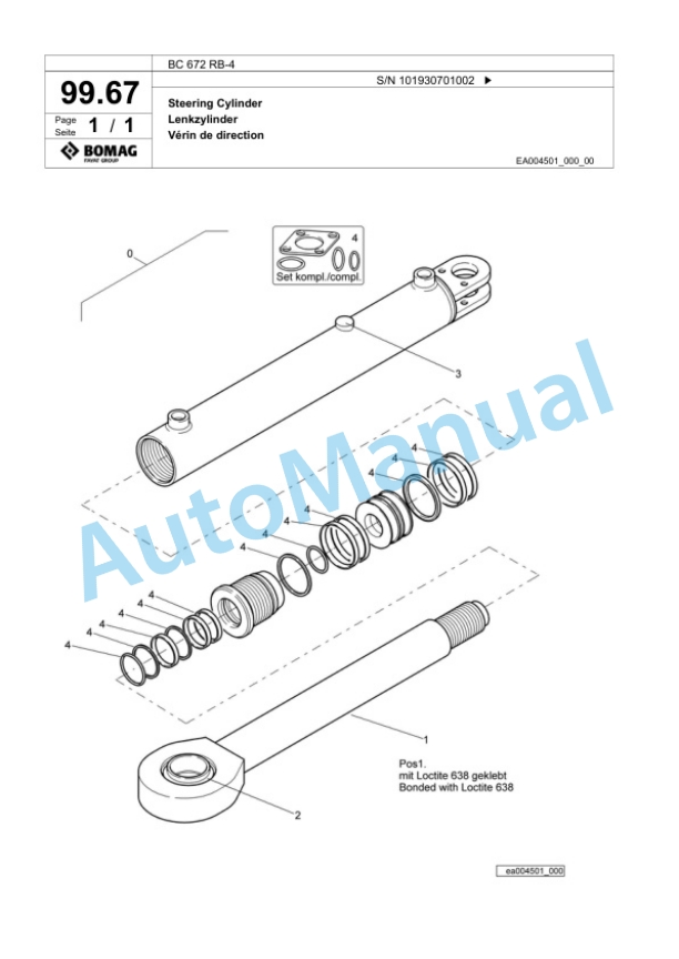 Bomag BC 672 RB-4 Sanitary Landfill Compactor Spare Parts Catalogue 00825763-4