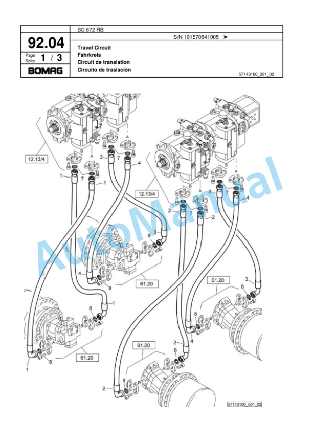 Bomag BC 672 RB Sanitary Landfill Compactor Spare Parts Catalogue 00817909-3