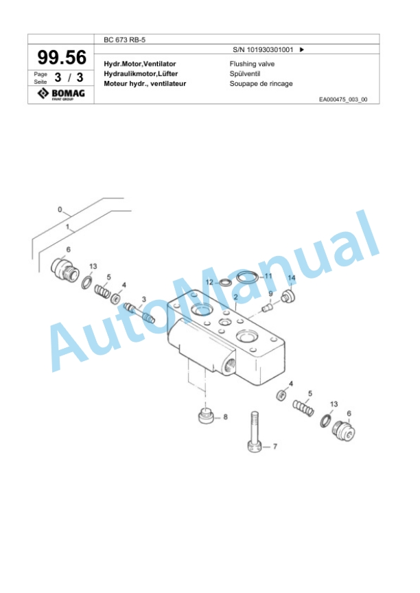 Bomag BC 673 RB-5 Sanitary Landfill Compactor Spare Parts Catalogue 00826253-4