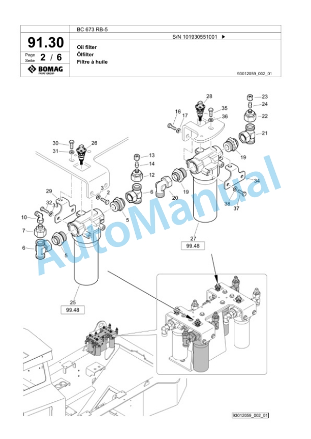 Bomag BC 673 RB-5 Sanitary Landfill Compactor Spare Parts Catalogue 00826867-3