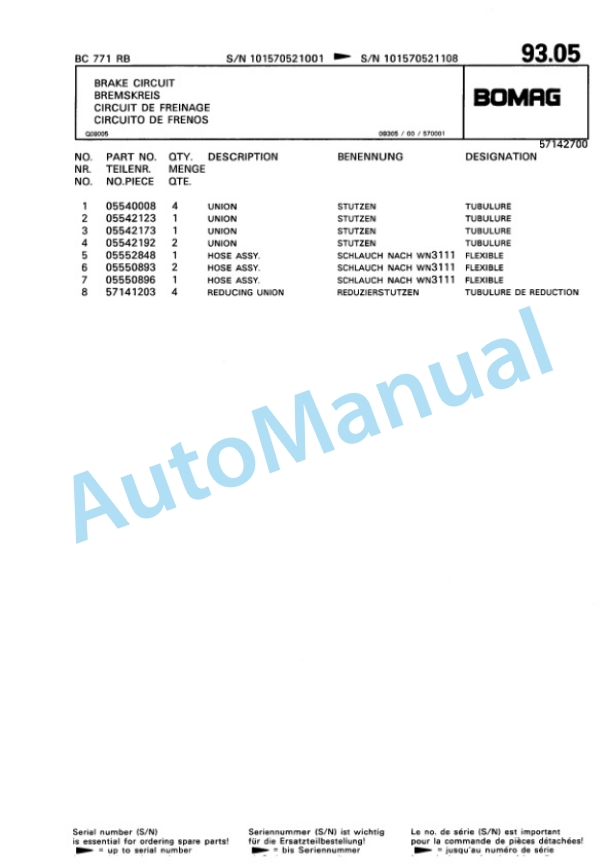 Bomag BC 771 RB Sanitary Landfill Compactor Spare Parts Catalogue 00816025-3