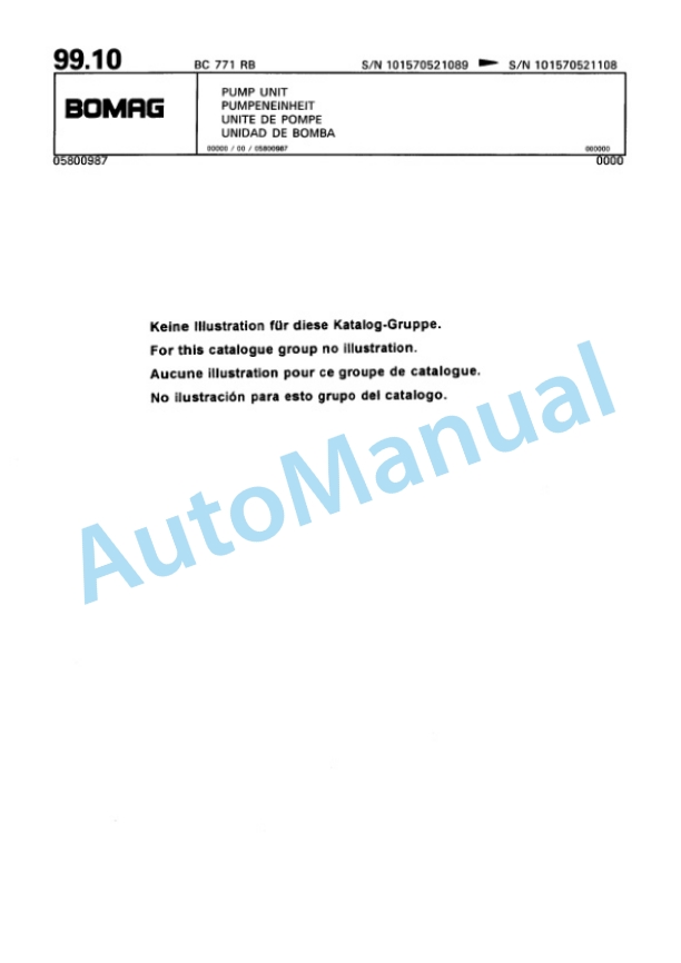 Bomag BC 771 RB Sanitary Landfill Compactor Spare Parts Catalogue 00816025-4