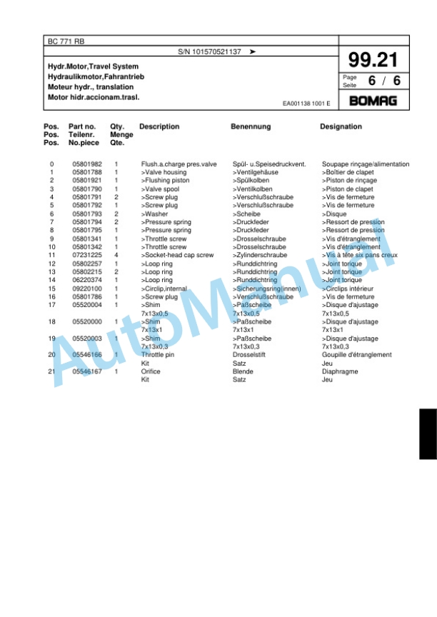 Bomag BC 771 RB Sanitary Landfill Compactor Spare Parts Catalogue 00817403-5