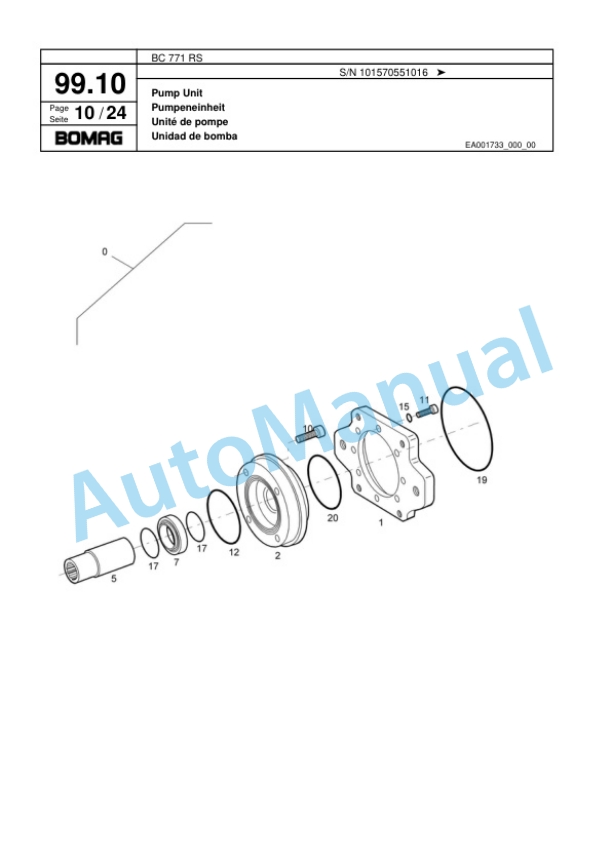 Bomag BC 771 RS Sanitary Landfill Compactor Spare Parts Catalogue 00817405-4
