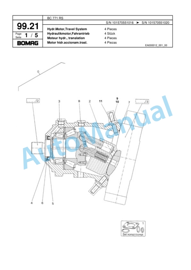 Bomag BC 771 RS Sanitary Landfill Compactor Spare Parts Catalogue 00817405-5