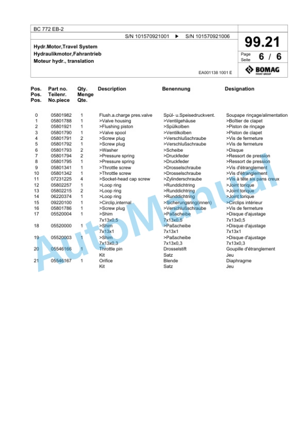 Bomag BC 772 EB-2 Soil Compacter Spare Parts Catalogue 00818187-5