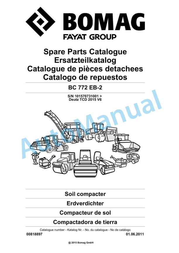 Bomag BC 772 EB-2 Soil Compacter Spare Parts Catalogue 00818897