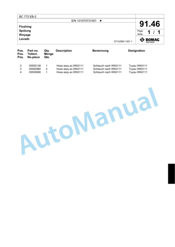 Bomag BC 772 EB-2 Soil Compacter Spare Parts Catalogue 00818897-3