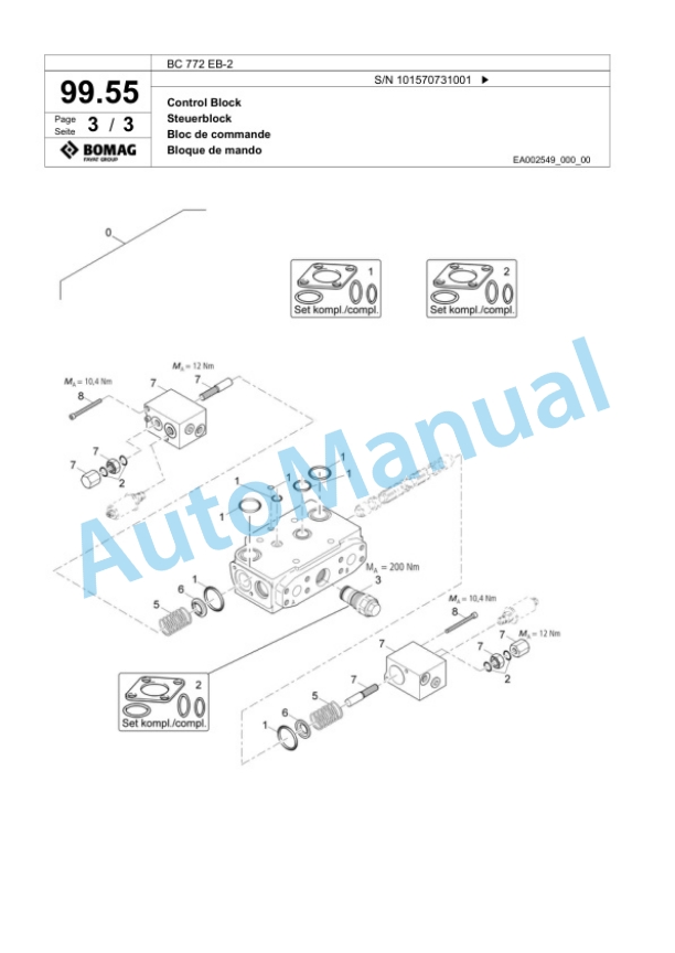 Bomag BC 772 EB-2 Soil Compacter Spare Parts Catalogue 00818897-5