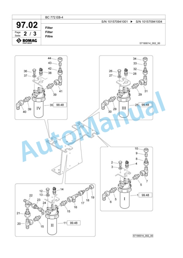 Bomag BC 772 EB-4 Sanitary Landfill Compactor Spare Parts Catalogue 00824857-4
