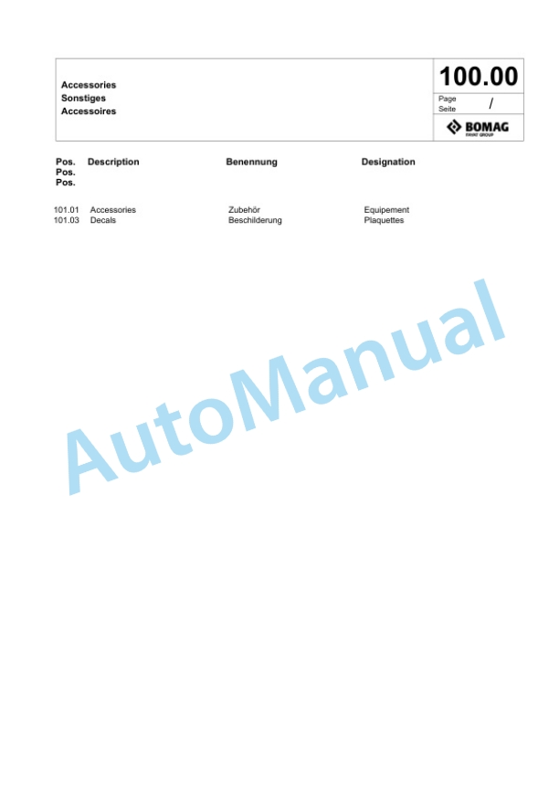Bomag BC 772 RB-2 Sanitary Landfill Compactor Spare Parts Catalogue 00818179-5