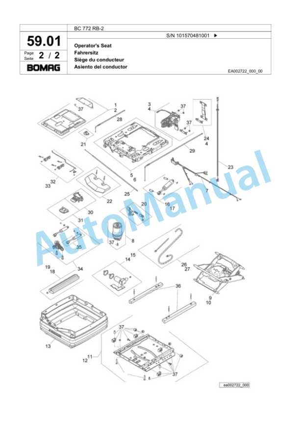 Bomag BC 772 RB-2 Sanitary Landfill Compactor Spare Parts Catalogue 00818885-2
