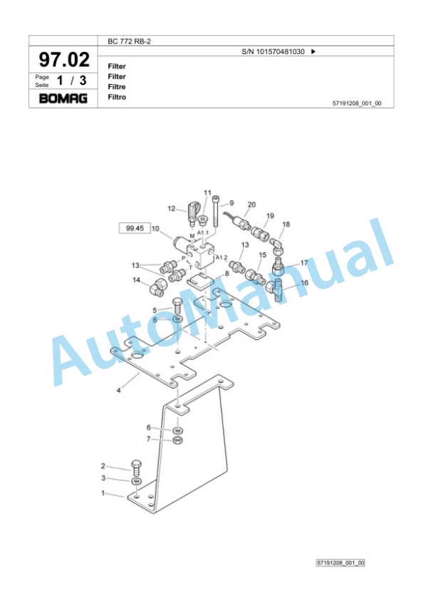 Bomag BC 772 RB-2 Sanitary Landfill Compactor Spare Parts Catalogue 00818885-3