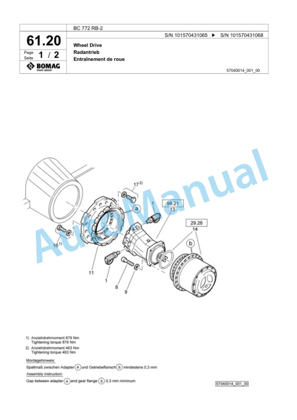 Bomag BC 772 RB-2 Sanitary Landfill Compactor Spare Parts Catalogue 00818933-2