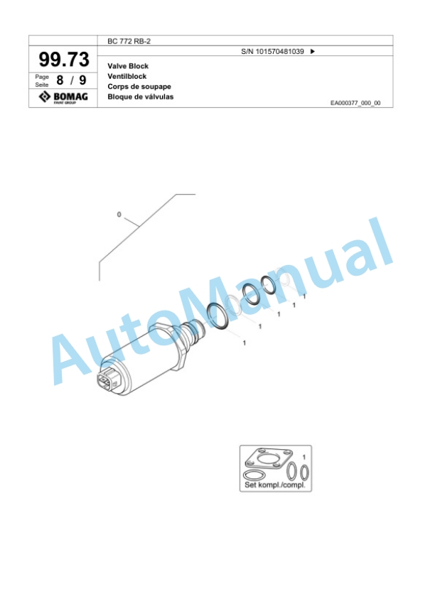 Bomag BC 772 RB-2 Sanitary Landfill Compactor Spare Parts Catalogue 00824639-4