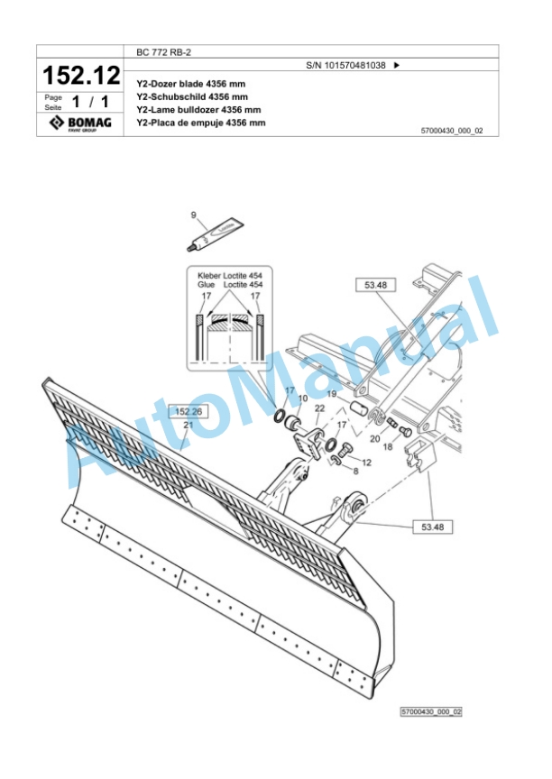 Bomag BC 772 RB-2 Sanitary Landfill Compactor Spare Parts Catalogue 00824639-5