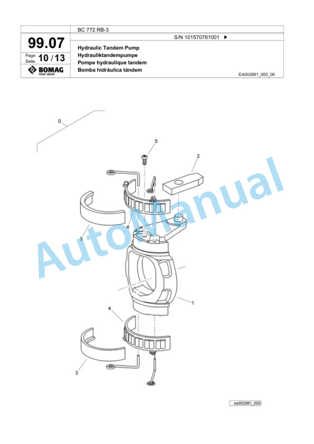 Bomag BC 772 RB-3 Sanitary Landfill Compactor Spare Parts Catalogue 00824101-3