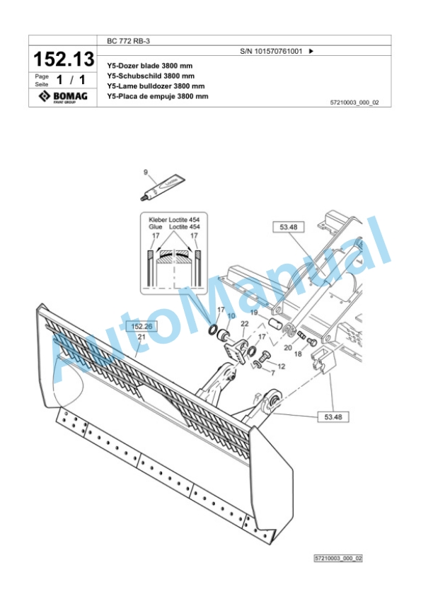 Bomag BC 772 RB-3 Sanitary Landfill Compactor Spare Parts Catalogue 00824101-5