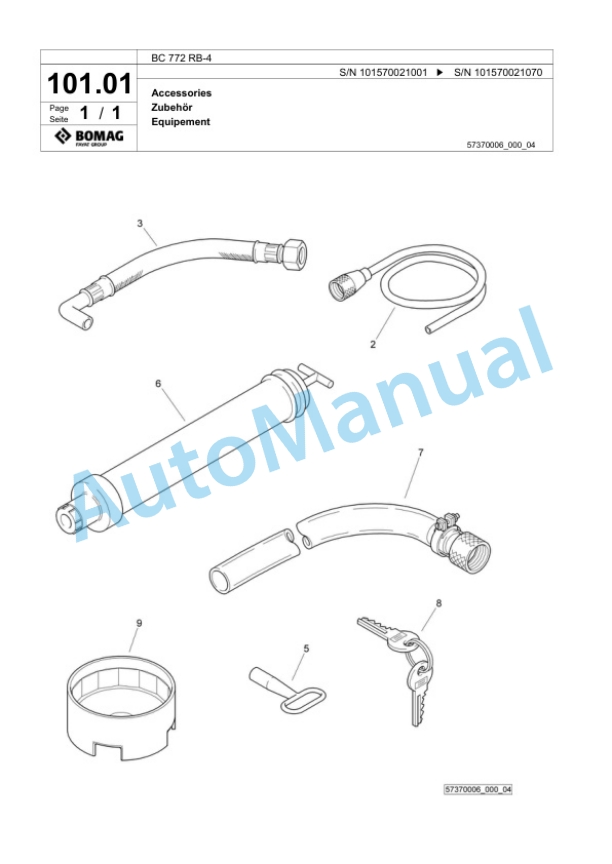 Bomag BC 772 RB-4 Sanitary Landfill Compactor Spare Parts Catalogue 00824355-4