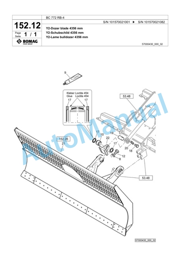 Bomag BC 772 RB-4 Sanitary Landfill Compactor Spare Parts Catalogue 00824355-5